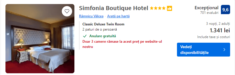 simfonia boutique hotel | revelion valcea 2025 cu acces spa |