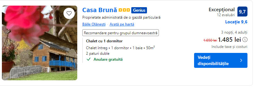 casa bruna | revelion 2025 la baile olanesti | case de inchirat baile olanesti |