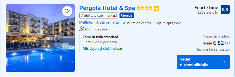 Pergola Hotel | hotel Mellieha | hotel malta cu demipensiune |