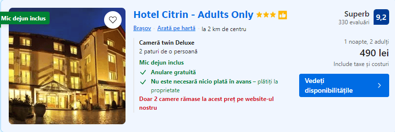 hotel citrin | cazare brasov adults only |