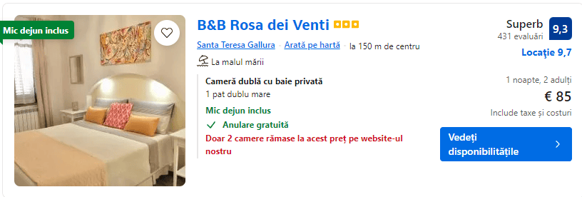 bb rosa dei venti | hotel santa teresa gallaro | cazare sardinia pe plaja |