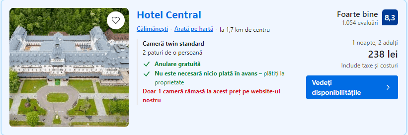 hotel central calimanesti | piscine exterioare la calimanesti |