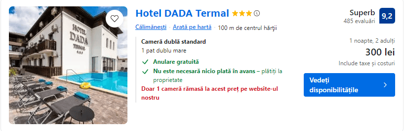 hotel dada termal | piscine cu apa termala calimanesti | cazari cu piscine cu apa termala valea oltului |