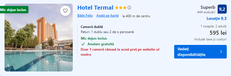 hotel termal | hotel cu piscine cu apa termala | acces piscine cu apa termala baile felix |