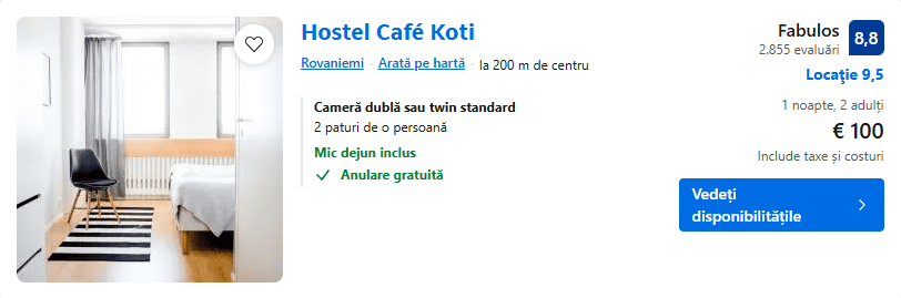 hostel cafe koti | hostel in rovaniemi | hostel cu mic dejun inclus rovaniemi |